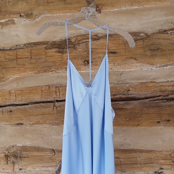 Cable & Gauge Blue V Neck T Back Satin Nightgown Medium - Picture 2 of 7